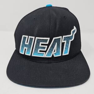 Miami Heat NBA Hat Cap Mens One Size Snapback Black Basketball Mitchell & Ness